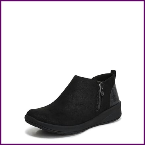 Women's Comfort Ankle Bootie Side Zip Stretch Leather Lug Sole - Picture 2 of 8